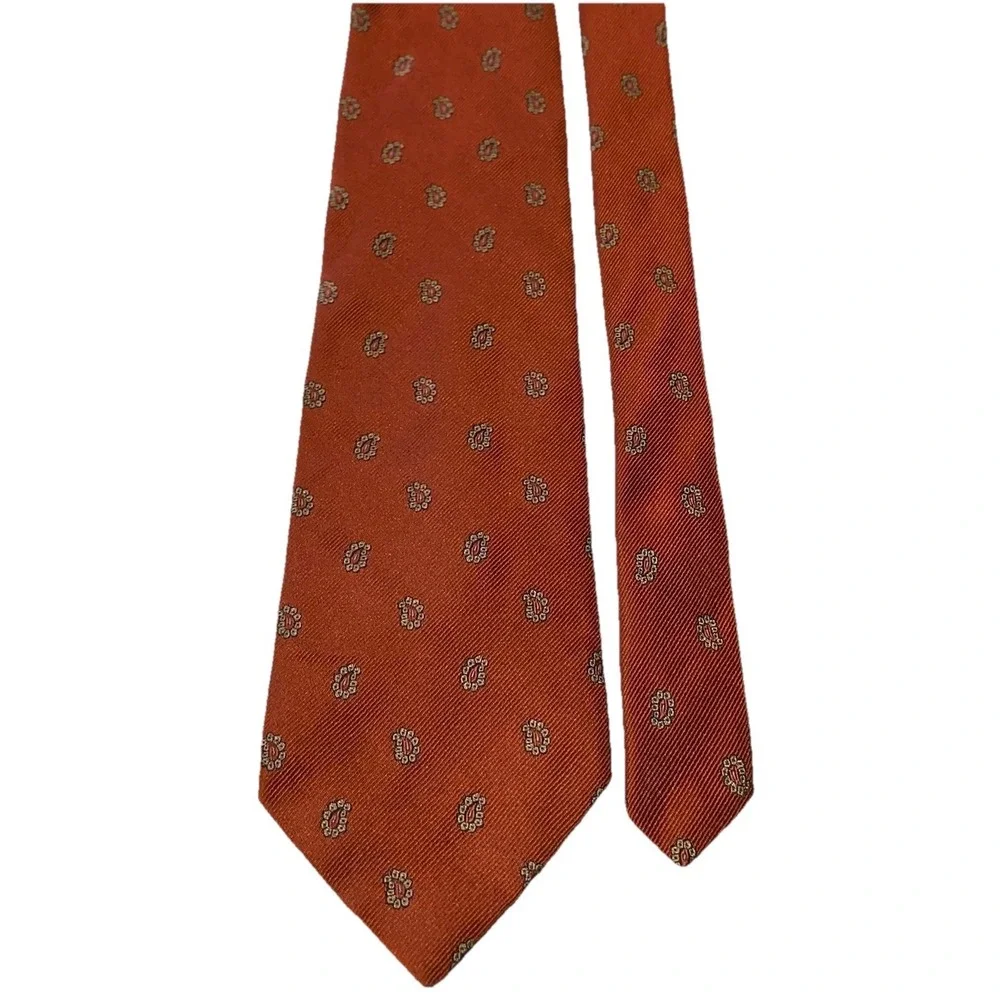 Brooks Brothers 346‎ Men's Necktie Pure Silk Orange & Yellow Paisley 60